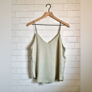 3/$20 Mi Ami Green Gold Shimmer Double V Tank Top Camisole
